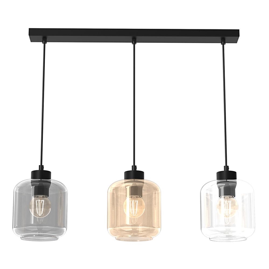 Kattokruunu johdossa SOMBRA 3xE27/60W/230V harmaa/beige/läpinäkyvä