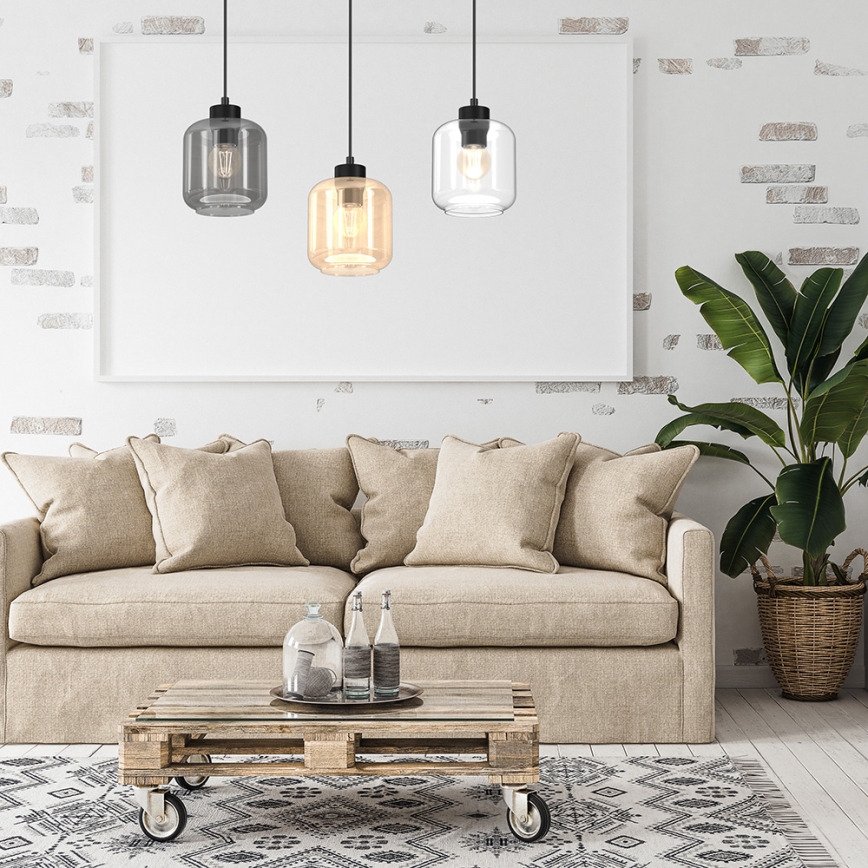 Kattokruunu johdossa SOMBRA 3xE27/60W/230V harmaa/beige/läpinäkyvä