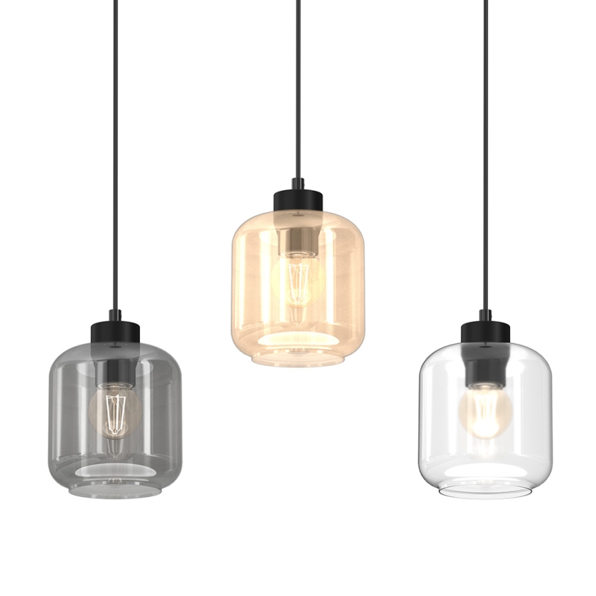 Kattokruunu johdossa SOMBRA 3xE27/60W/230V harmaa/beige/läpinäkyvä