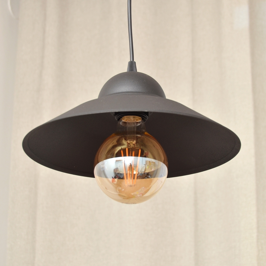 Kattokruunu johdossa SORAPIS 1xE27/15W/230V musta