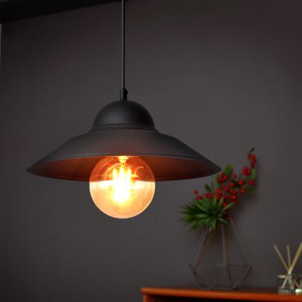 Kattokruunu johdossa SORAPIS 1xE27/15W/230V musta
