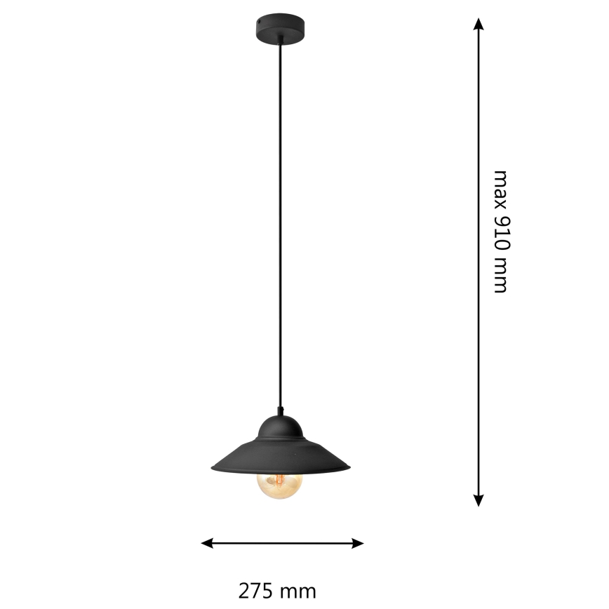 Kattokruunu johdossa SORAPIS 1xE27/15W/230V musta
