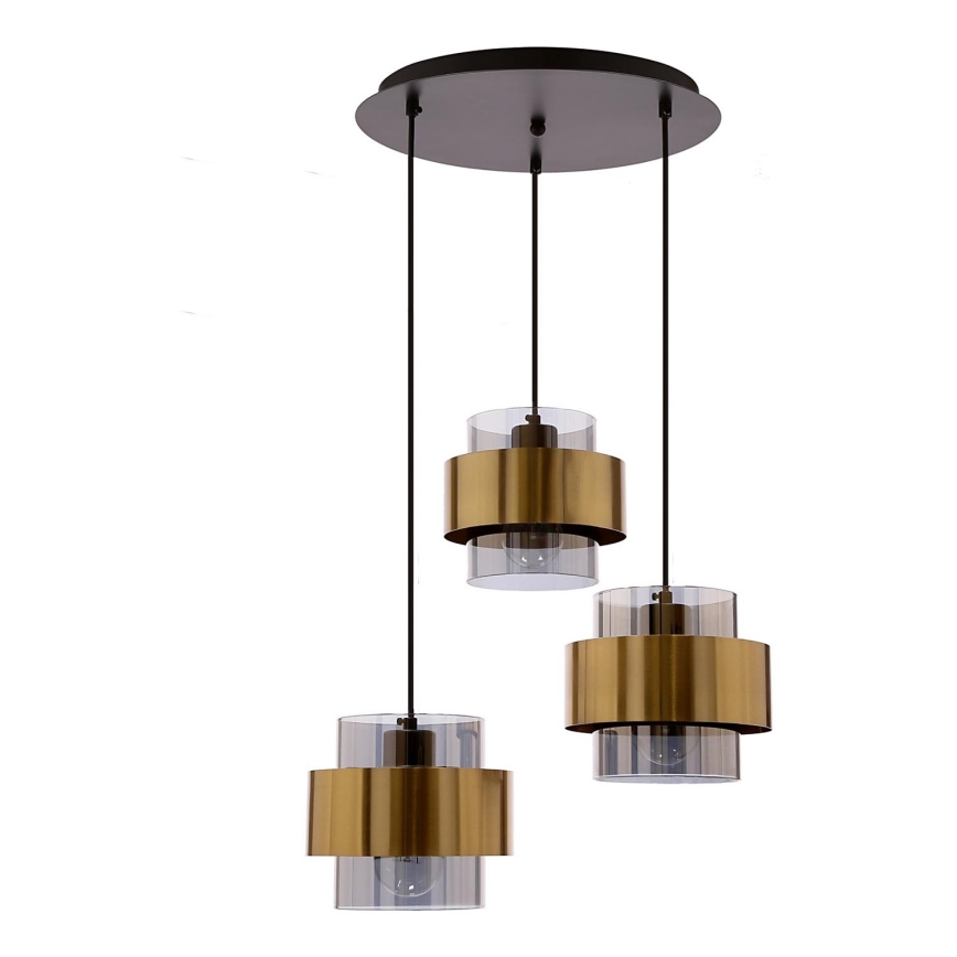 Kattokruunu johdossa SPIEGA 3xE27/60W/230V kulta/musta