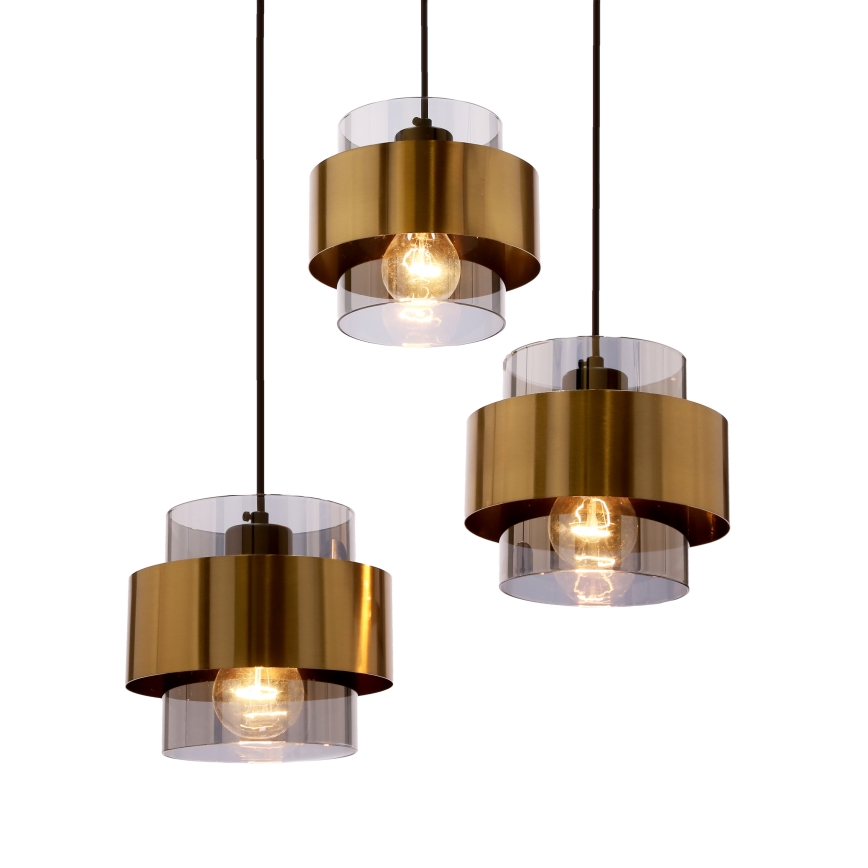 Kattokruunu johdossa SPIEGA 3xE27/60W/230V kulta/musta
