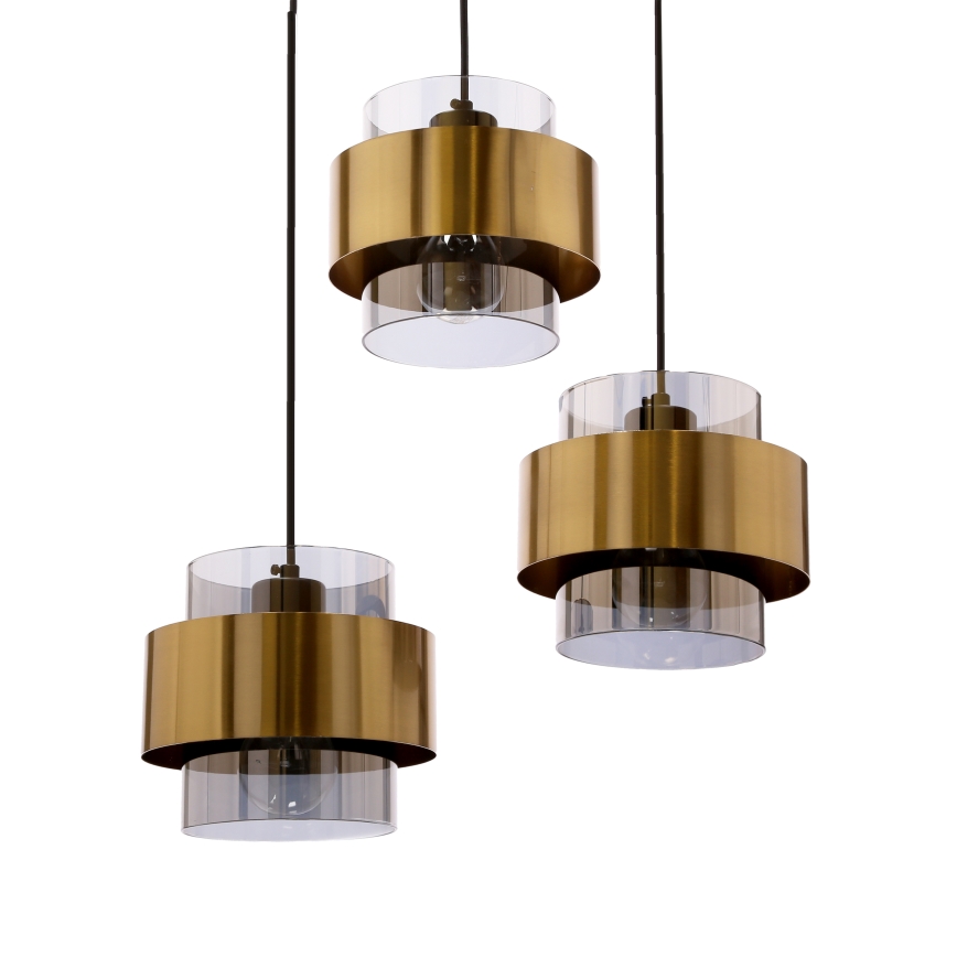 Kattokruunu johdossa SPIEGA 3xE27/60W/230V kulta/musta