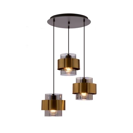 Kattokruunu johdossa SPIEGA 3xE27/60W/230V kulta/musta