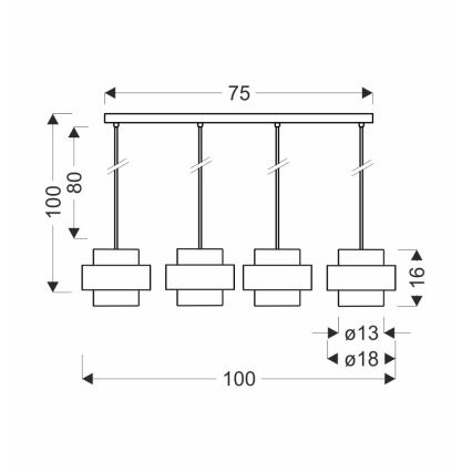 Kattokruunu johdossa SPIEGA 4xE27/60W/230V kulta/musta