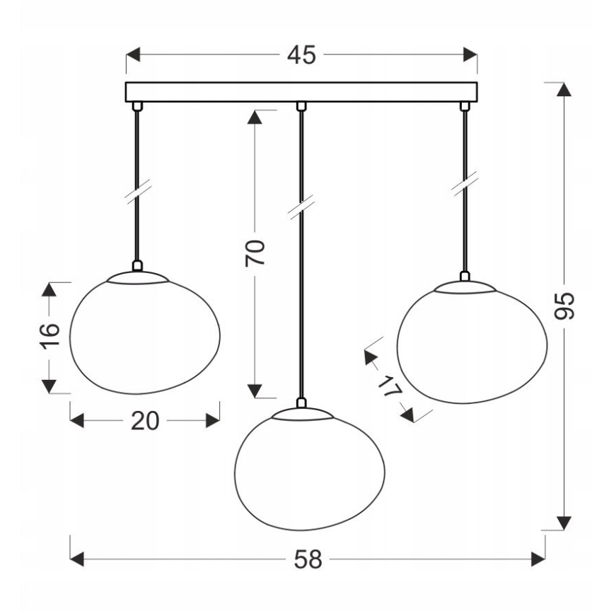 Kattokruunu johdossa STONES 3xE27/40W/230V