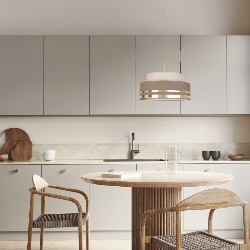 Kattokruunu johdossa TAMI 1xE27/60W/230V beige/ruskea/kulta