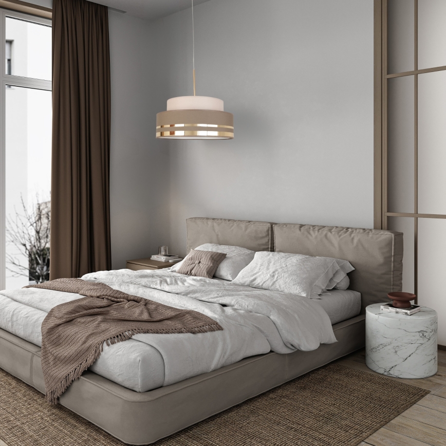 Kattokruunu johdossa TAMI 1xE27/60W/230V beige/ruskea/kulta