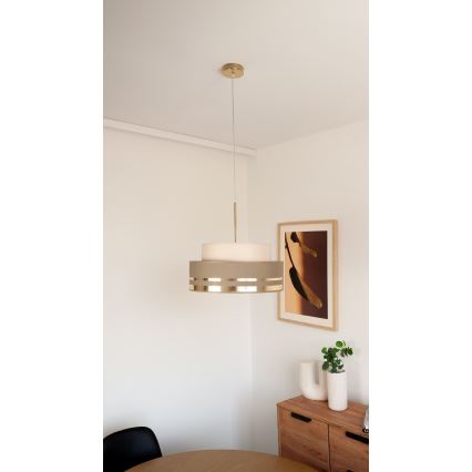 Kattokruunu johdossa TAMI 1xE27/60W/230V beige/ruskea/kulta