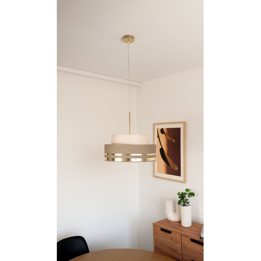Kattokruunu johdossa TAMI 1xE27/60W/230V beige/ruskea/kulta