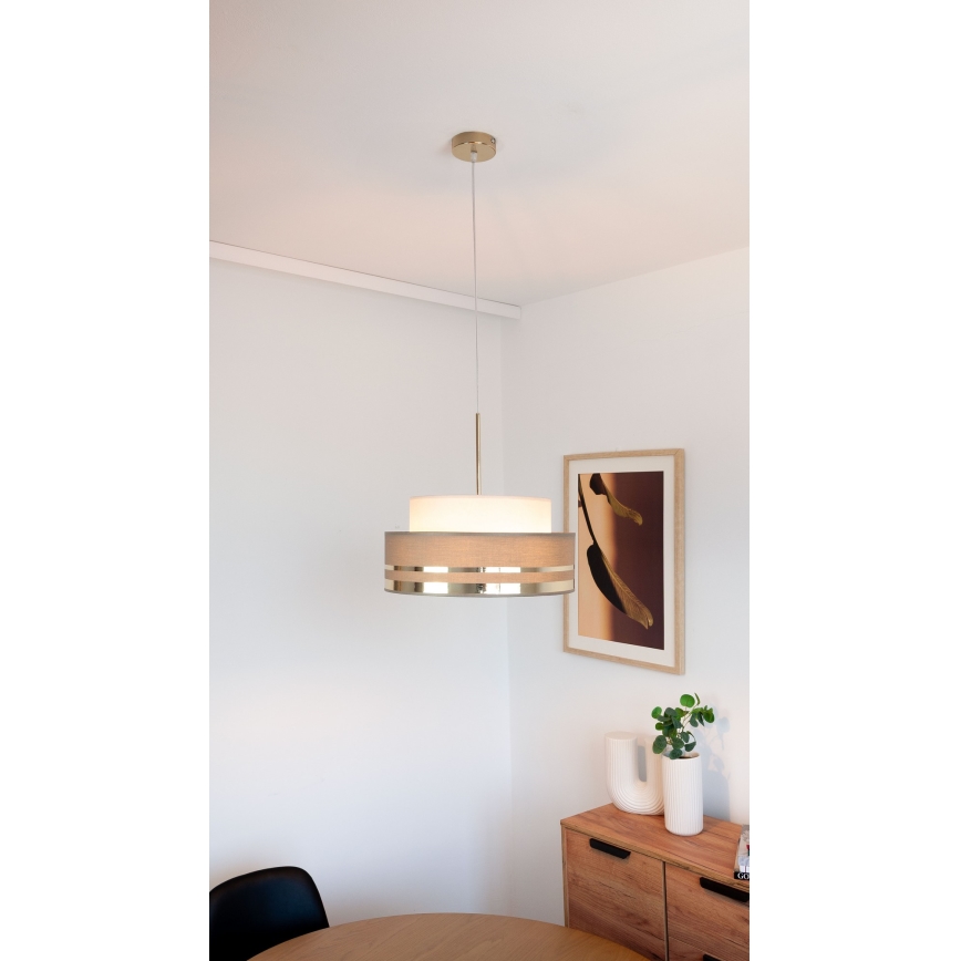 Kattokruunu johdossa TAMI 1xE27/60W/230V beige/ruskea/kulta