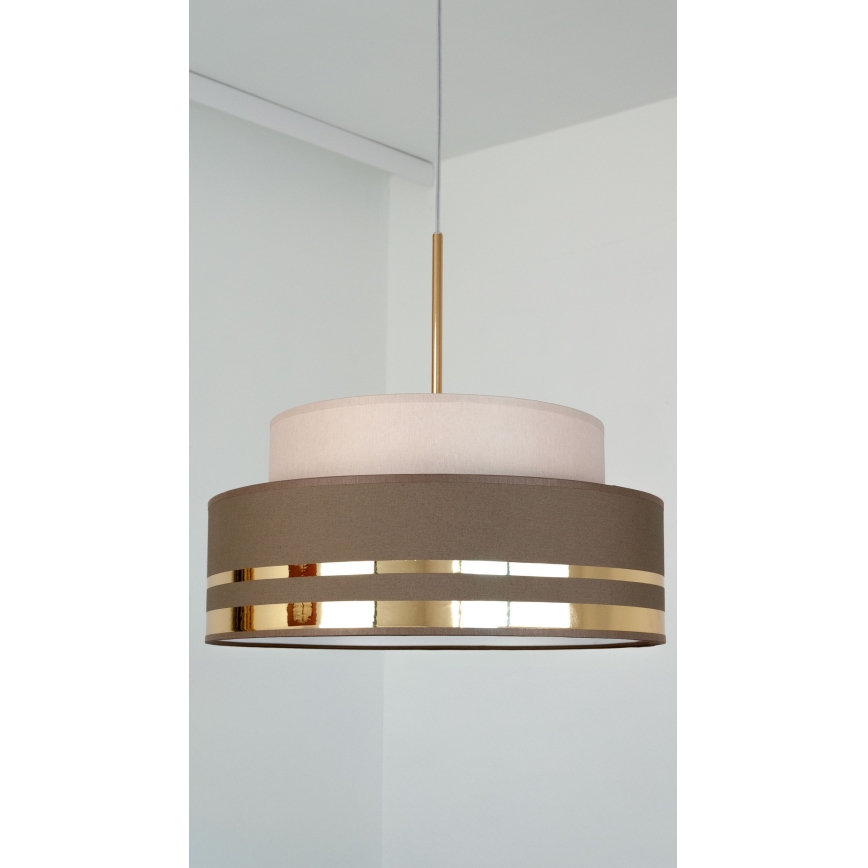 Kattokruunu johdossa TAMI 1xE27/60W/230V beige/ruskea/kulta