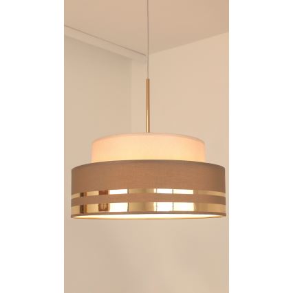 Kattokruunu johdossa TAMI 1xE27/60W/230V beige/ruskea/kulta