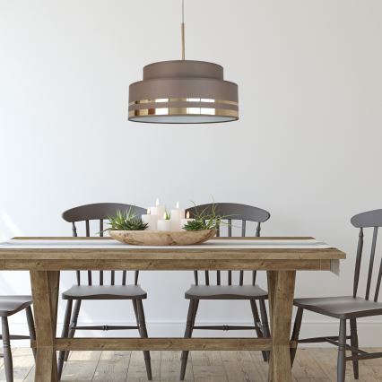 Kattokruunu johdossa TAMI 1xE27/60W/230V halkaisija 40 cm ruskea/kulta