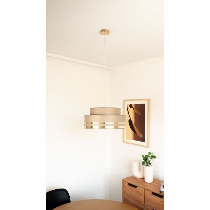 Kattokruunu johdossa TAMI 1xE27/60W/230V halkaisija 40 cm ruskea/kulta