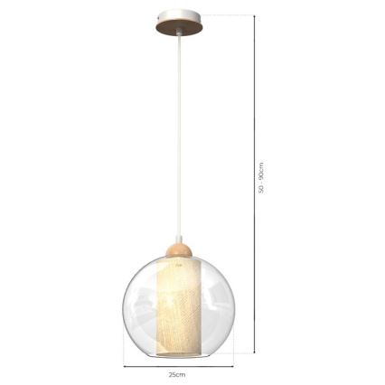 Kattokruunu johdossa TELA 1xE27/60W/230V d. 25 cm