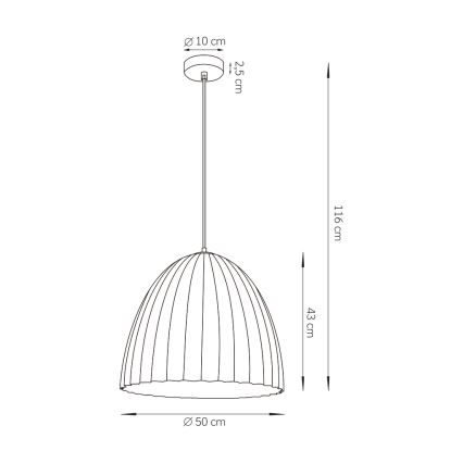 Kattokruunu johdossa TELMA 1xE27/60W/230V halkaisija 50 cm ruskea/kulta