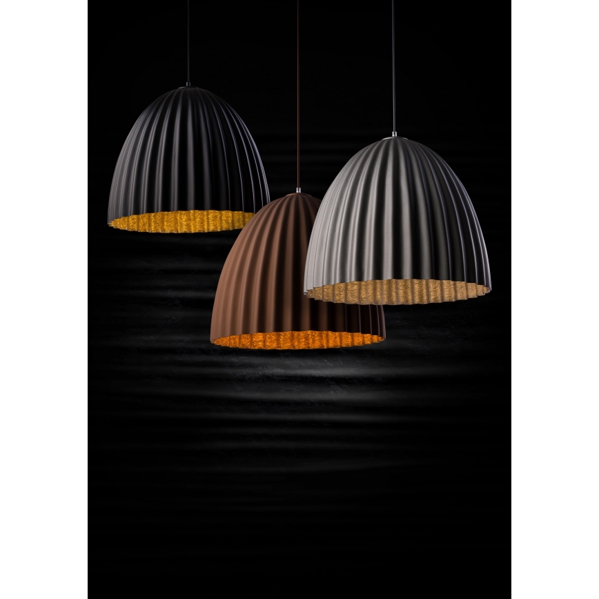 Kattokruunu johdossa TELMA 1xE27/60W/230V halkaisija 70 cm musta/kulta