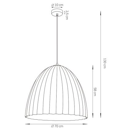 Kattokruunu johdossa TELMA 1xE27/60W/230V halkaisija 70 cm musta/kulta