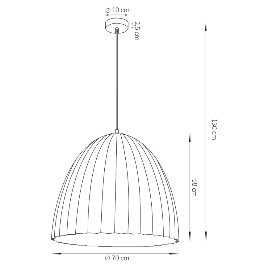 Kattokruunu johdossa TELMA 1xE27/60W/230V halkaisija 70 cm musta/kulta
