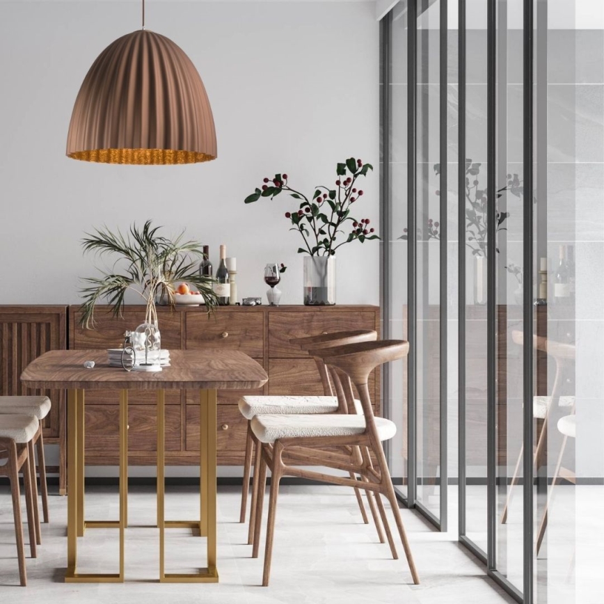 Kattokruunu johdossa TELMA 1xE27/60W/230V halkaisija 70 cm ruskea/kulta
