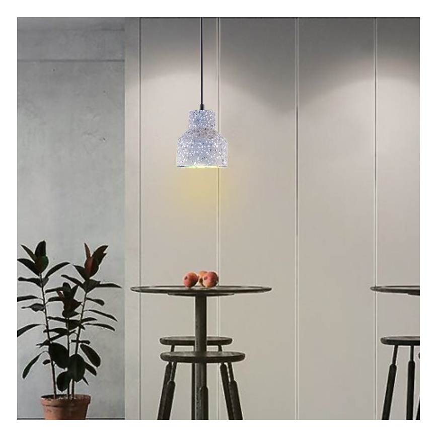 Kattokruunu johdossa TERRAZZO 1xE27/60W/230V halkaisija 12 cm harmaa