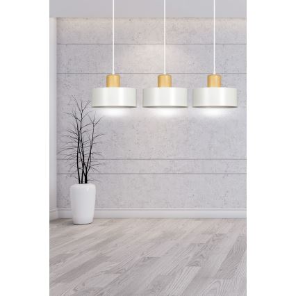 Kattokruunu johdossa TORIN 3xE27/15W/230V valkoinen