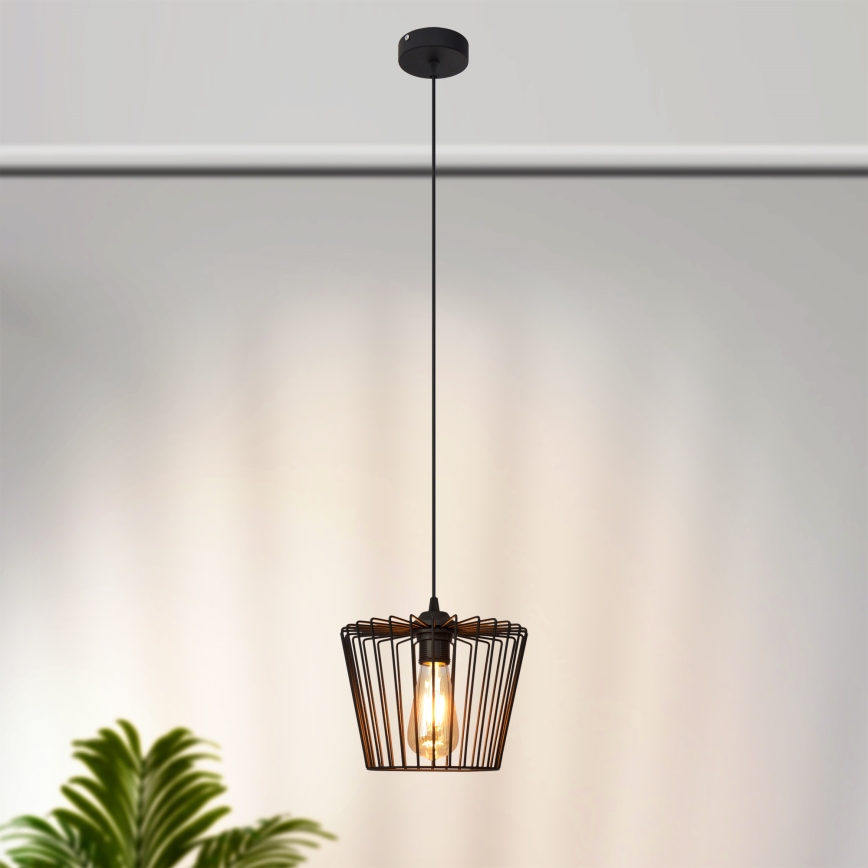 Kattokruunu johdossa TORRI 1xE27/15W/230V halkaisija 23 cm musta