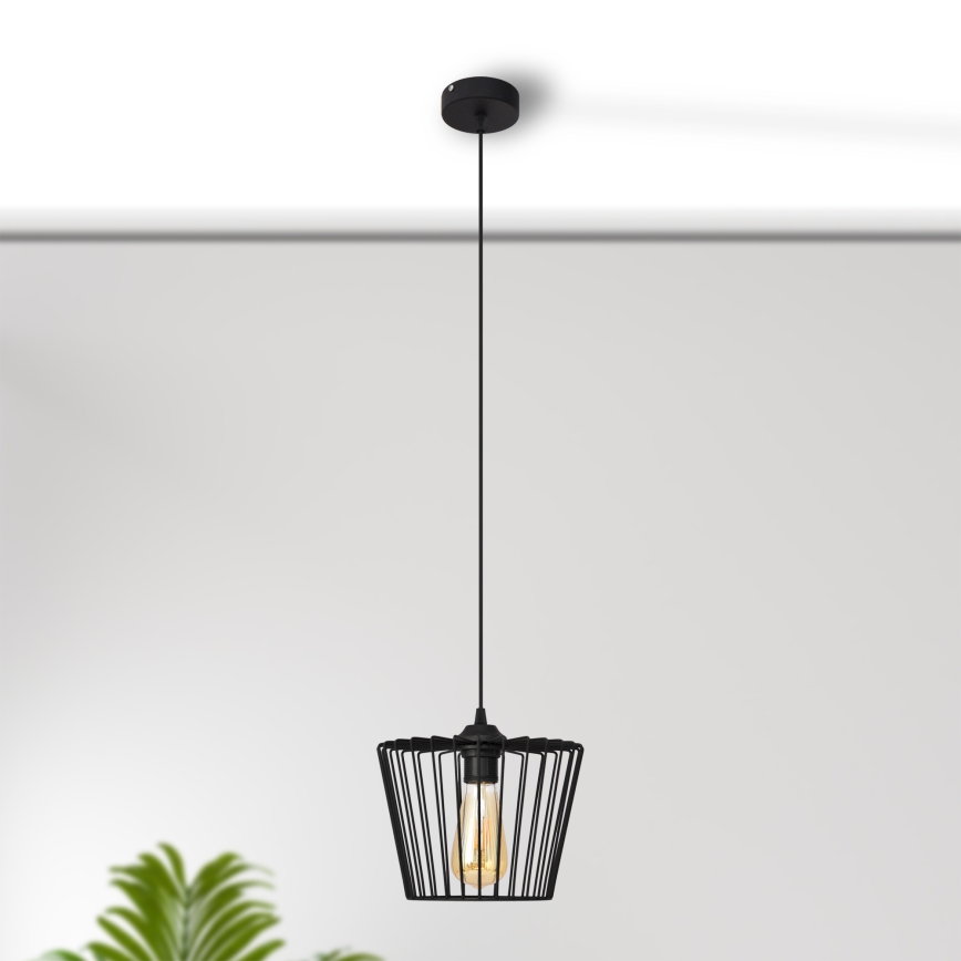 Kattokruunu johdossa TORRI 1xE27/15W/230V halkaisija 23 cm musta