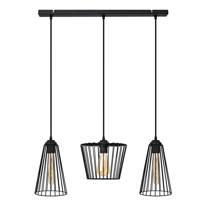 Kattokruunu johdossa TORRI 3xE27/15W/230V musta
