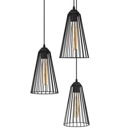 Kattokruunu johdossa TORRI 3xE27/15W/230V musta