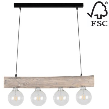 Kattokruunu johdossa TRABO 4xE27/60W/230V mänty - FSC-sertifioitu