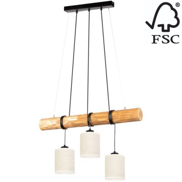 Kattokruunu johdossa TRENO 3xE27/25W/230V mänty – FSC sertifioitu