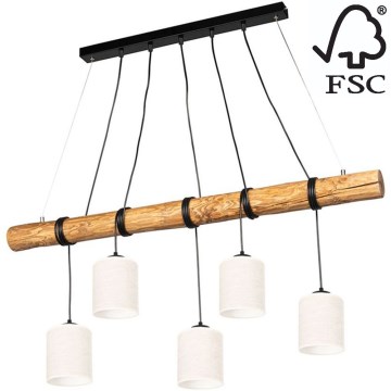 Kattokruunu johdossa TRENO 5xE27/25W/230V mänty – FSC sertifioitu