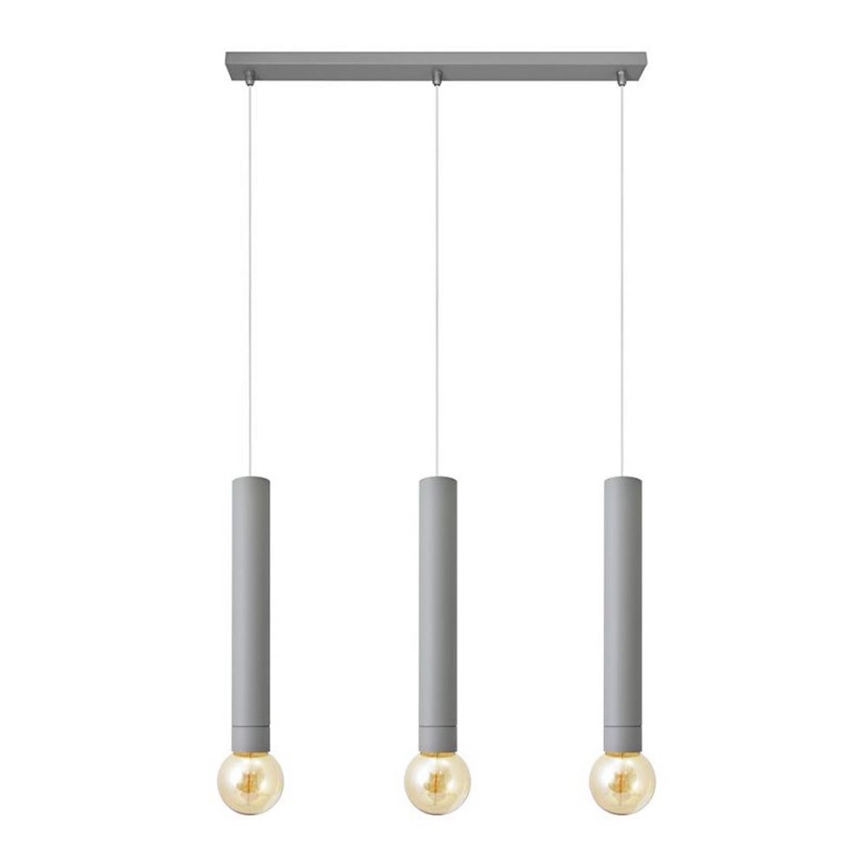 Kattokruunu johdossa TUBA 3xE27/15W/230V harmaa