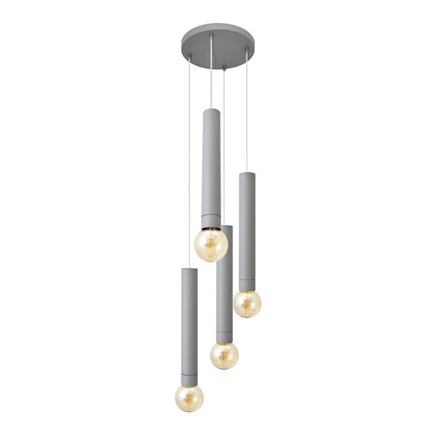 Kattokruunu johdossa TUBA 4xE27/15W/230V harmaa