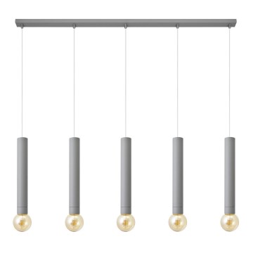 Kattokruunu johdossa TUBA 5xE27/15W/230V harmaa