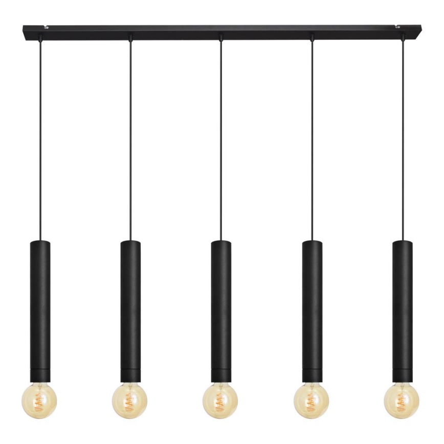 Kattokruunu johdossa TUBA 5xE27/15W/230V musta