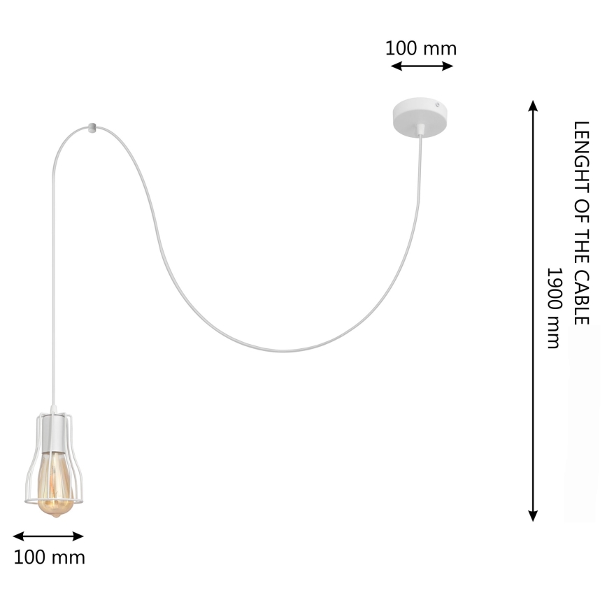 Kattokruunu johdossa TUBE 1xE27/15W/230V valkoinen