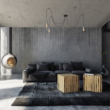 Kattokruunu johdossa TUBE 3xE27/10W/230V hämähäkki musta/kiiltävä kromi