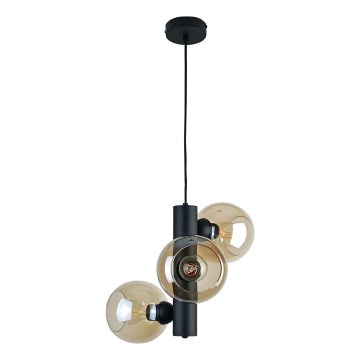 Kattokruunu johdossa TUBE 3xE27/60W/230V musta/savuinen beige