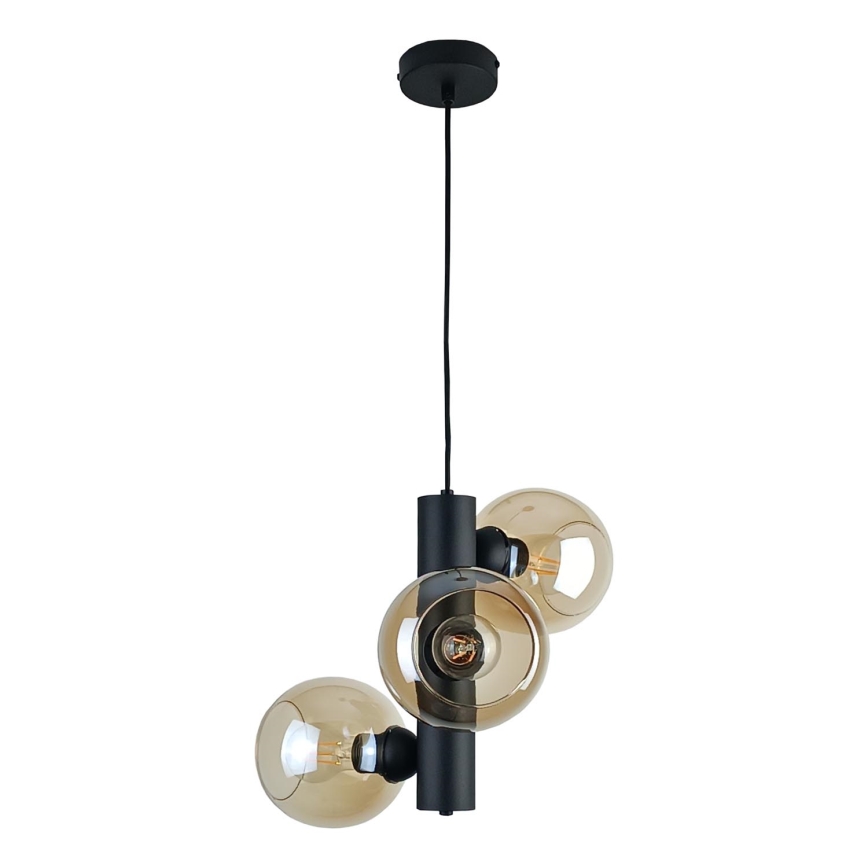 Kattokruunu johdossa TUBE 3xE27/60W/230V musta/savuinen beige