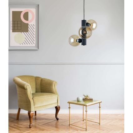 Kattokruunu johdossa TUBE 3xE27/60W/230V musta/savuinen beige