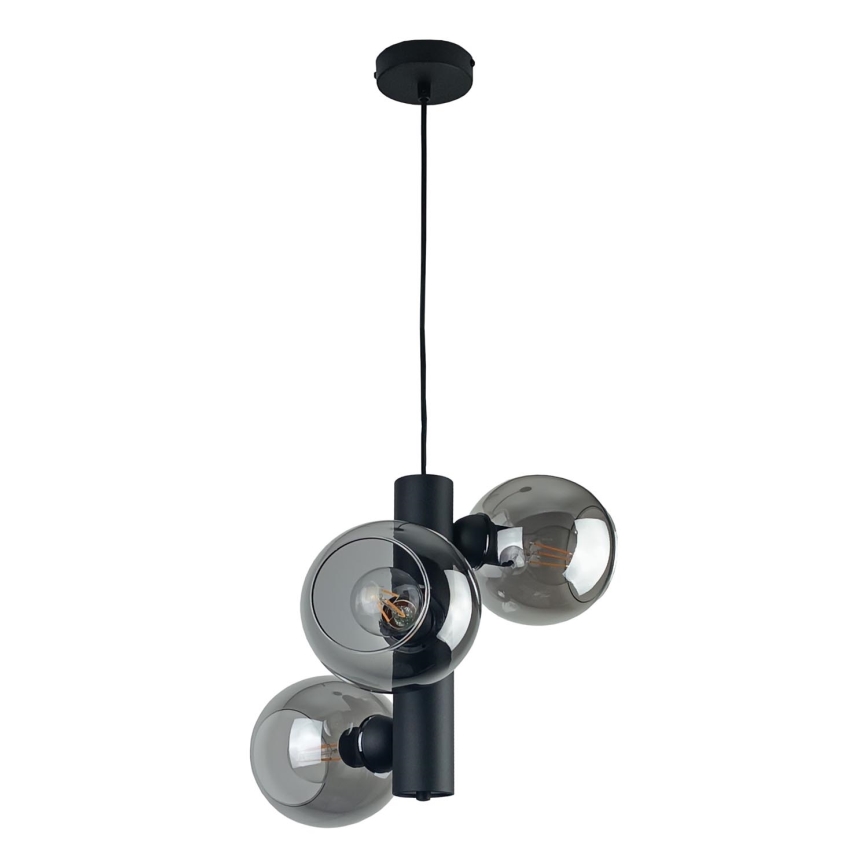 Kattokruunu johdossa TUBE 3xE27/60W/230V musta/savuinen musta