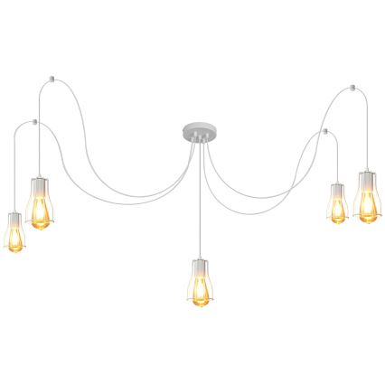 Kattokruunu johdossa TUBE LONG 5xE27/10W/230V valkoinen