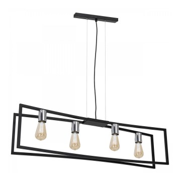 Kattokruunu johdossa TUNJA 4xE27/60W/230V musta/kiiltävä kromi