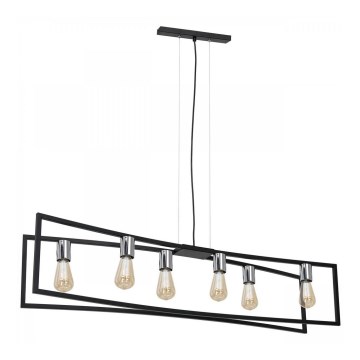 Kattokruunu johdossa TUNJA 6xE27/60W/230V musta/kiiltävä kromi