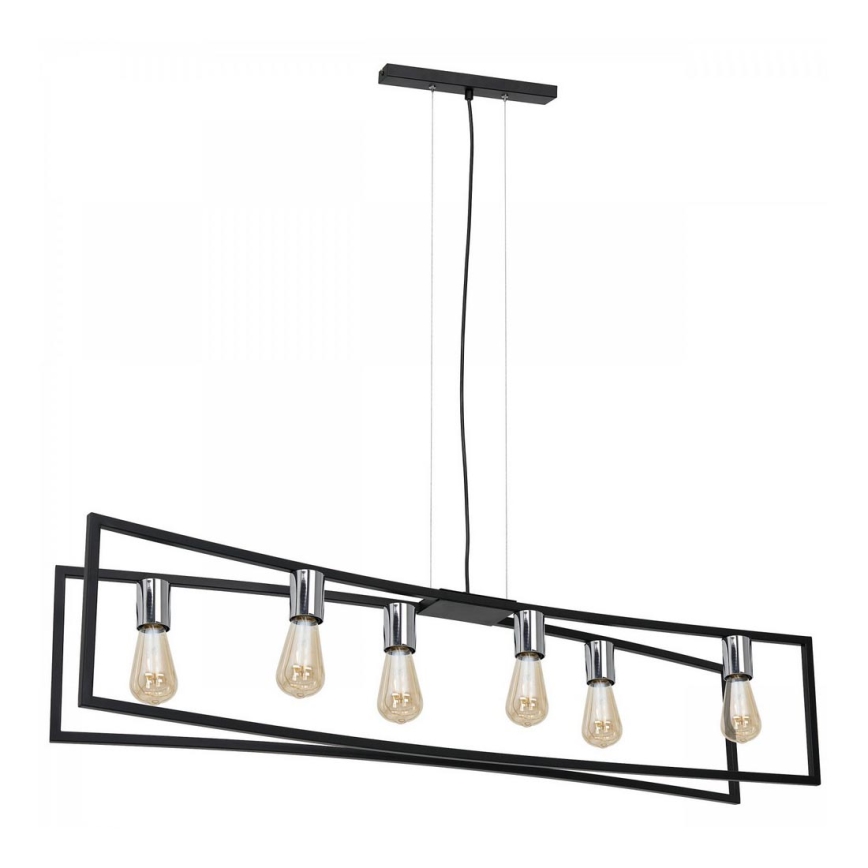 Kattokruunu johdossa TUNJA 6xE27/60W/230V musta/kiiltävä kromi
